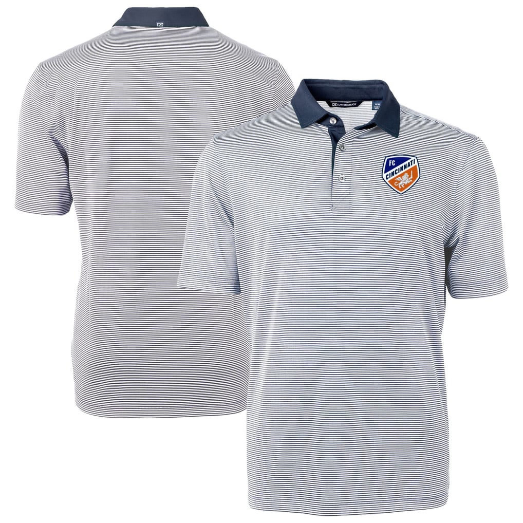  FC Cincinnati Cutter & Buck Virtue Eco Pique Micro Stripe Recycled Polo - Navy